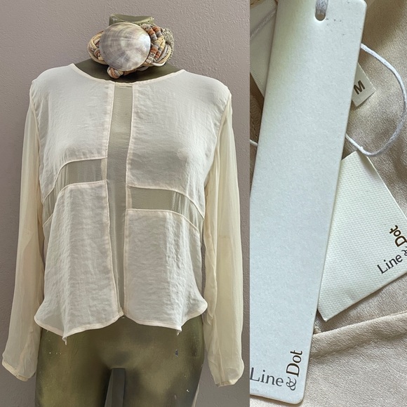 LINE & DOT Sheer Ivory NWT Tunic TOP Medium - Picture 1 of 12